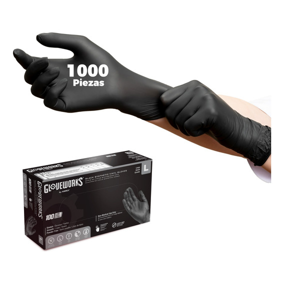 Guantes De Nitrilo Vinil 1000 Sin Polvo Negro Libre De Latex