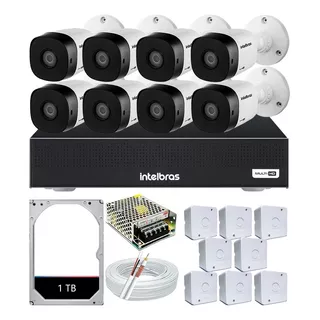 Kit 8 Cameras De Monitoramento Intelbras Dvr 8 Canais 1008-c
