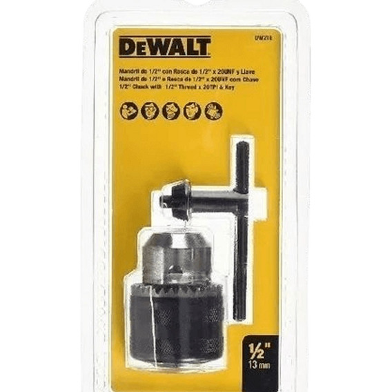 Mandril Con Llave 13 Mm Dewalt Dw21e Rosca ½ X20 P/ Taladro