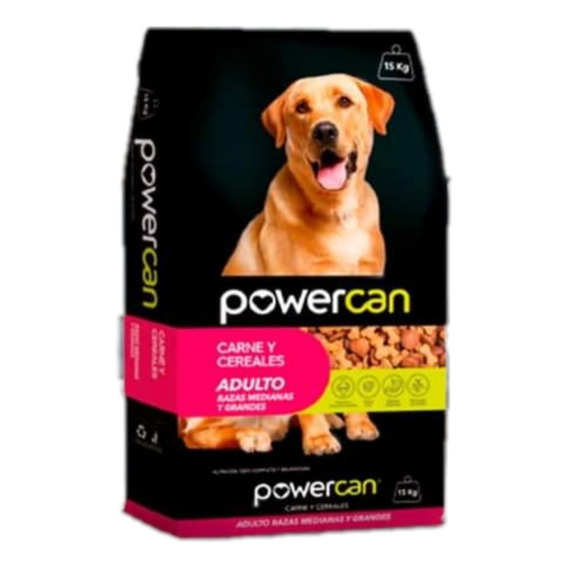 Powercan Adulto Razas M Y G, Carne Y Cereales. 15kg