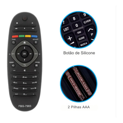 Controle Remoto Compatível Para Tv Philips Fbg 7983