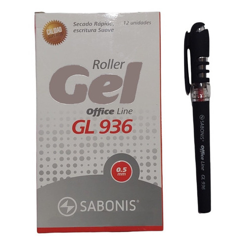12 Roller Gel Sabonis Gl-936 Color De La Tinta Rojo Color Del Exterior Negro