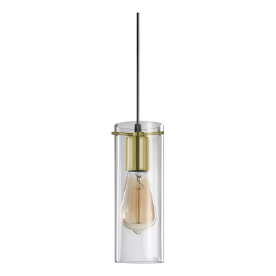 Colgante 1 Luz Dorado Deco Apto Led Cilindro Transparente 