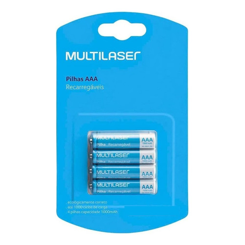 Pila Recargable Multilaser Aaa 1000mah Blister X4 Pilas Triple A