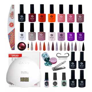 Kit Gel De Uñas 14 Colores Lámpara + Regalos Beauty Factory