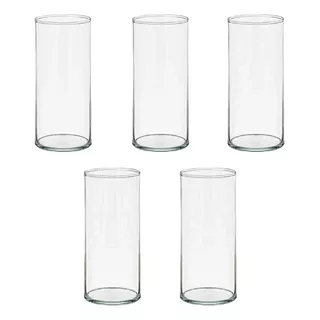 5 Vaso Tubo Cilíndrico 21 Cm Vidro Decoração Porta Vela Alto