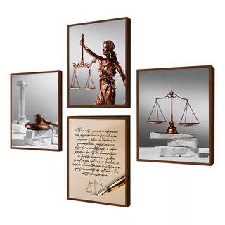 Kit 4 Quadro Decorativos Sala Advocacia Advogado Escritorio