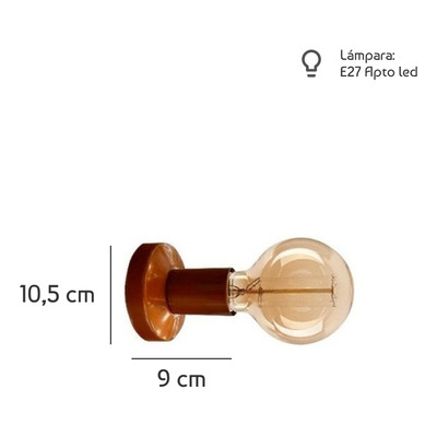 Aplique 1 Luz Minimalista Cobre Apto Led E27 Deco Moderno