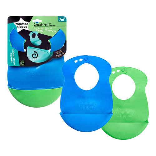 Babero De Silicona Para Niño Tommee Tippee X2 Color Azul