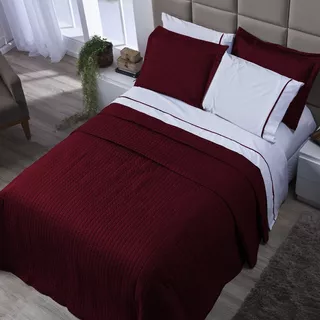 Cobre Leito Cama Casal King Versatile Micropercal 3 Peças Cor Vinho