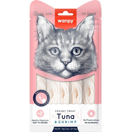 Wanpy Creamy Atun Y Camaron Para Gatos - 5 Tubos