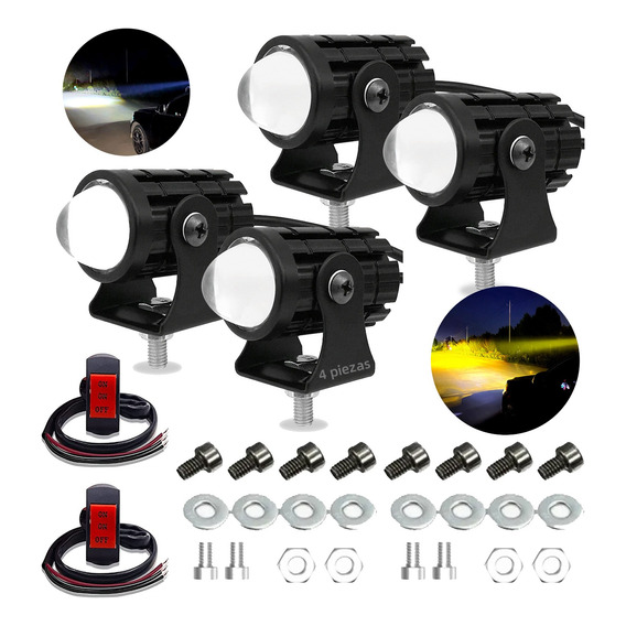 Par Faros De Lupa Doble Color Alta/baja Para Auto Moto 60w