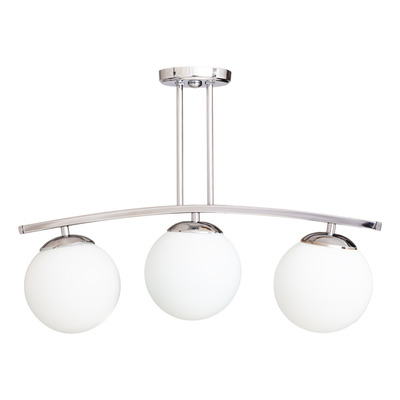 Plafon 3 Luces Barral Curvo Elyn Cromo Globo Opal 15cm E27