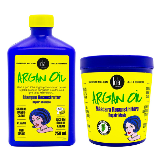 Lola Argan Oil Kit Reconstructor Shampoo Mascara Reparador