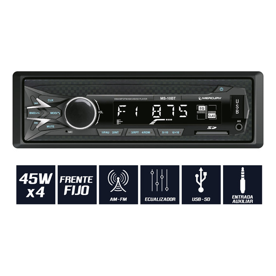 Estereo Mercury Bluetooth Fm Am Simple Din App