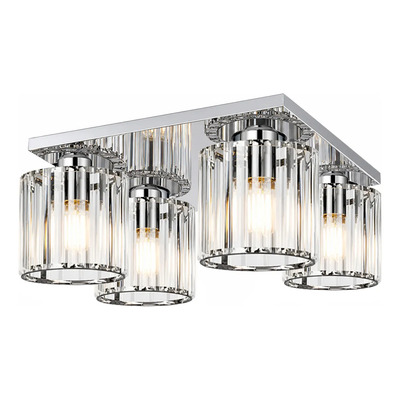 Plafon 4 Luces Prisma R Cristal Cromo Apto Led E27 Ld Cromo
