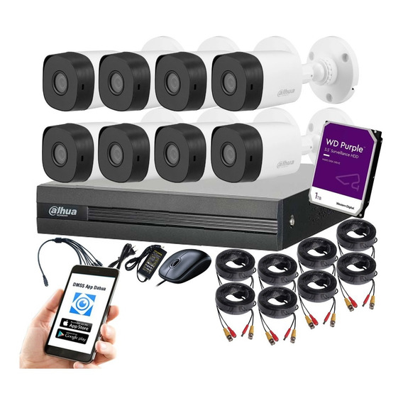 Cctv Kit Pro Dahua Dvr 8ch + 8 Cam 1080p Lite +1tb Tienda9cl