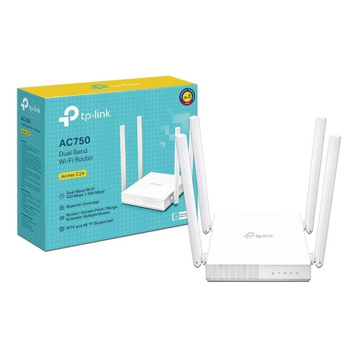 Tp-link Archer C24, Router Ac750 4 Antenas 2 Puertos Color Blanco