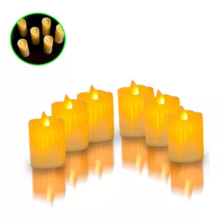 Kit 6 Velas Led Eletrônica Decorativa Amarela M 7cm +bateria