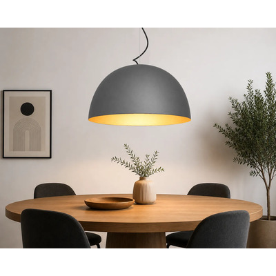 Ccolgante Campana 55cm Gris Plomo/cobre Apto Led  Blanco/cobre