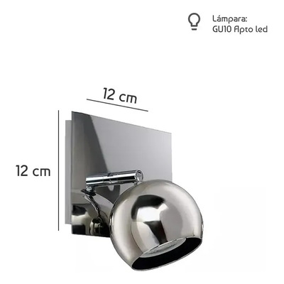 Aplique 1 Luz Bocha Cromo Led 220v Luz Desing. Cromo