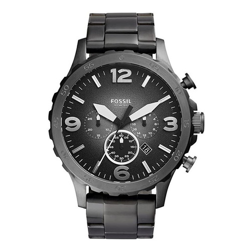 Reloj pulsera Fossil Nate con correa de acero inoxidable color gris - bisel negro