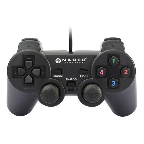 Control Usb Pc Joystick Laptop Gamer Vibracion Naceb Alambrico Doble Palanca Color Negro