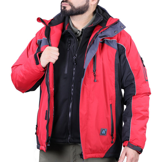 Parka Hombre 3 En 1 Rojo/negro Z-0400