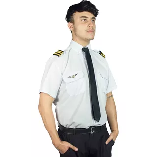 Camisa Para Comandante De Aviao Manga Curta Masculina