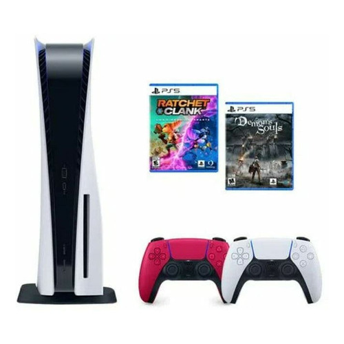 Sony PlayStation 5 825GB Kit: PS5 HW Standard + Dualsense + PS5 Demons Souls + PS5 Ratchet & Clank color  blanco y negro