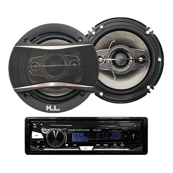 Combo Radio Carro Usb + Parlantes Kl Audio 6 Pulgadas