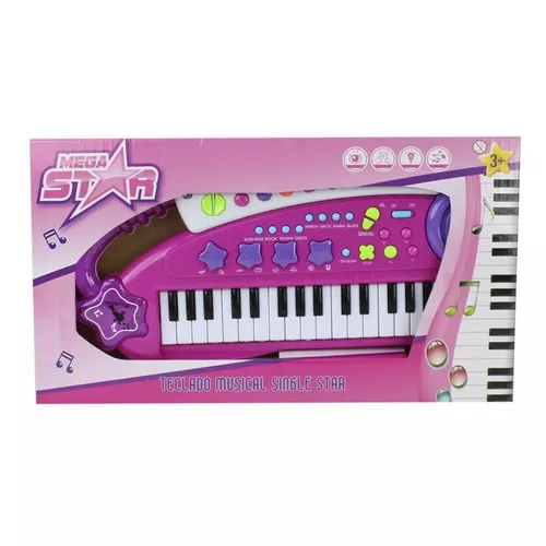 Teclado Infantil Mini Piano Brinquedo 31 Teclas Center-Rosa - My