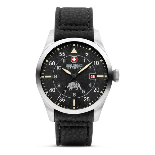 Reloj Swiss Military Smwgn0001201 Para Hombre Cristal Zafiro Color de la malla Negro Color del bisel Gris/Rojo Color del fondo Negro