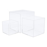 3 Cajas De Exhibición De Acrílico Transparente, Soportes De 