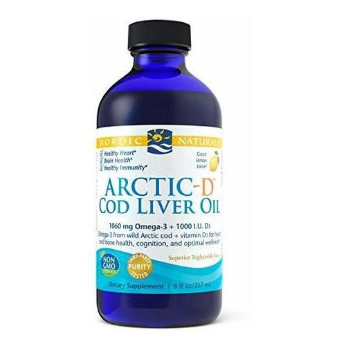 Aceite De Higado Bacalao Arctic-d Clo, Nordic Naturals 8 Oz Sabor Limón