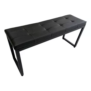 Banco Em Ferro Estilo Industrial 95 Cm Com Estofado Preto