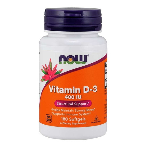 Now Foods Vitamina D-3 400 Iu 180 Sgels Sin sabor