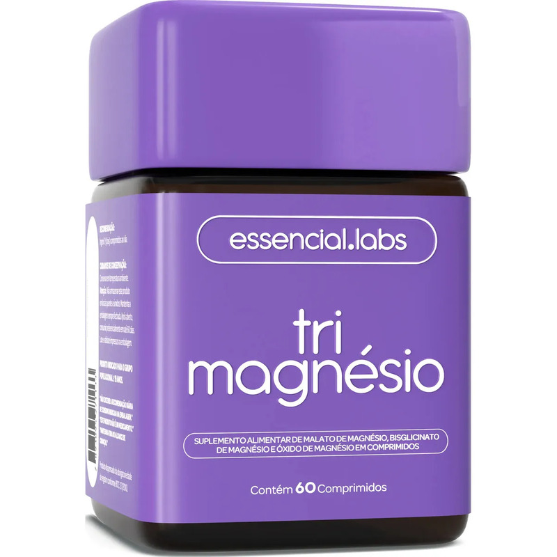 TRI MAGNÉSIO - Dimalato + Bisglicinato + Óxido - A Combinação Perfeita de 3 Magnésios com Máxima Pureza e Concentração - 30 Doses