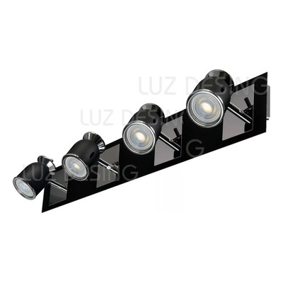 Aplique Niza 4 Luces Negro Apto Led Gu10 Movil Rectangular 