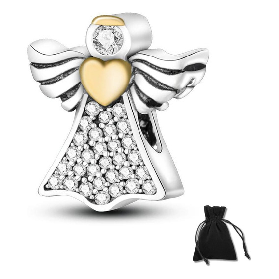 Charm Angel Corazon Amor Plata Esterlina S925 Para Pulsera