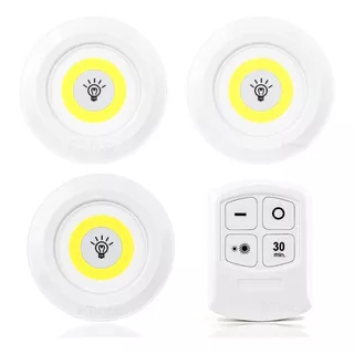 Kit 3x Lâmpada Luminária Led Spot Sem Fio Controle Remoto Cor Branco