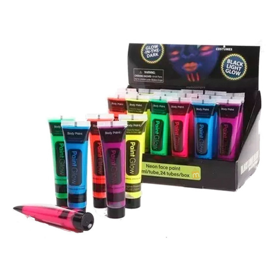 Pintura Maquillaje Neon Hora Loca X 6 Unid Fiesta Cotillon