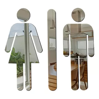 Placa Indicativa De  Banheiro Em Acrílico Espelhado 