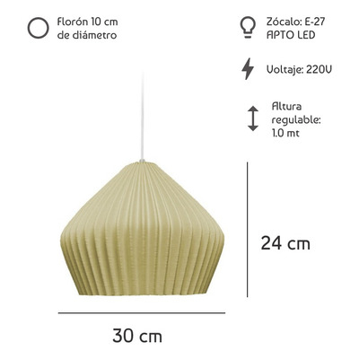 Lampara Colgante Well 30cm Diseño Sustentable 3d Natural