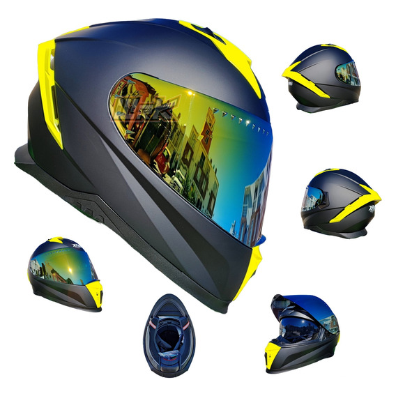 Casco Para Moto Negro Amarillo Neon Xtrong Certificado Ece 