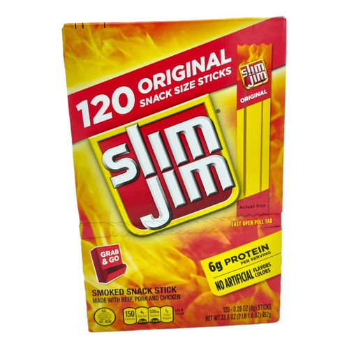 Palitos De Carne Seca Slim Jim 120 Sobres