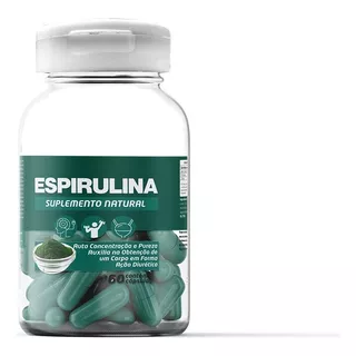 1 Pote Suplemento Spirulina Platensis 60 Cápsulas De 500 Mg Sabor Sem Sabor