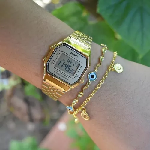 Becris Ltda - LA680WGA-1DF Reloj dorado mujer digital Caja negra ✓  Iluminación de pantalla . . . #becris #dorado #relojmujer #Casio  #casioretro #gold #reloj #santiagocl