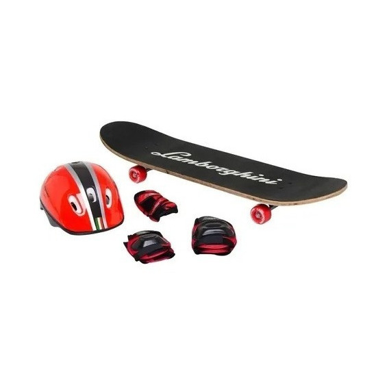 Skate Patineta Lamborghini Casco Set De Protección C/bolso