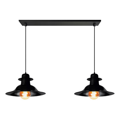 Colgante 2 Luces Negro Vintage Deco Moderno Apto Led Cocina